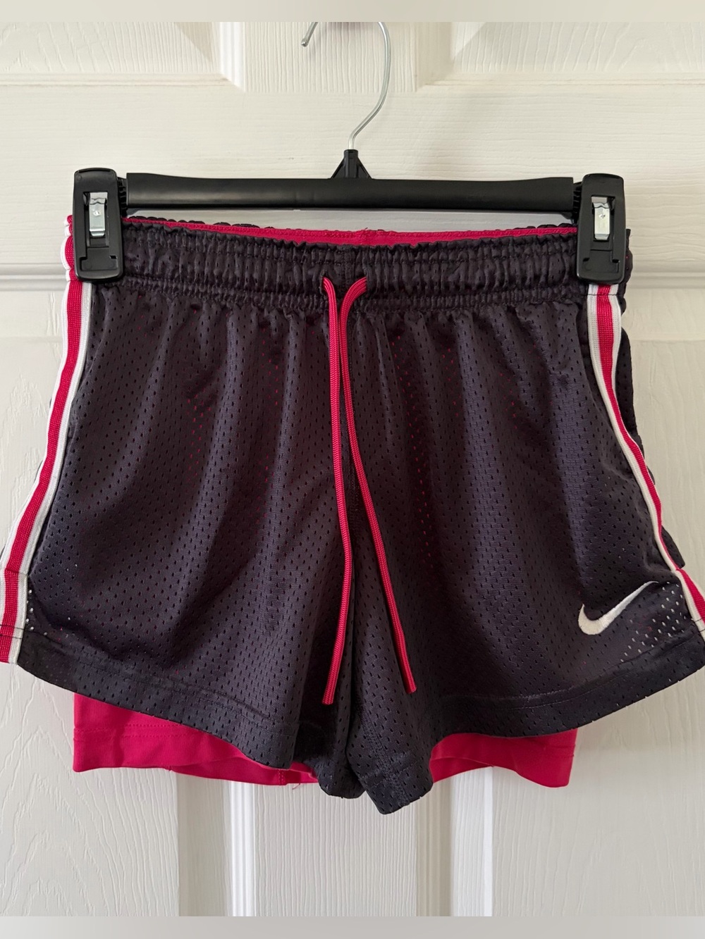 Nike Dri-Fit Black Athletic Layered Shorts with Pink Liner